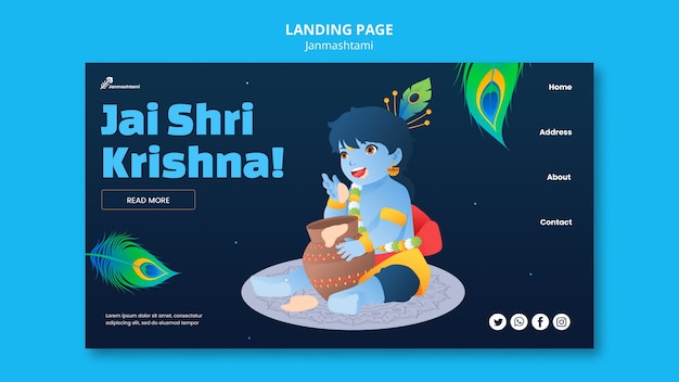 Free PSD landing page template for janmashtami celebration