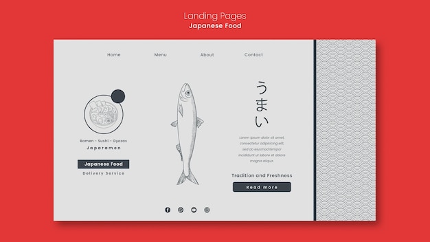 Landing page template for japanese food restaurant