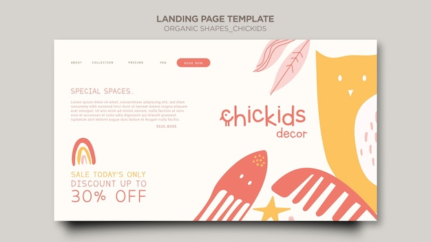 Free PSD landing page template for kids interior decor store