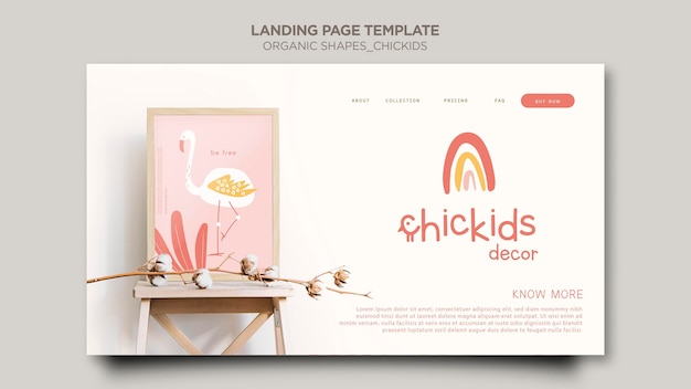 Free PSD landing page template for kids interior decor store