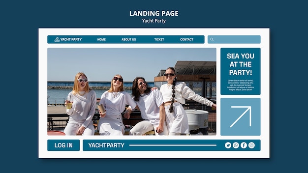 Free PSD landing page template for luxurious yacht party celebration