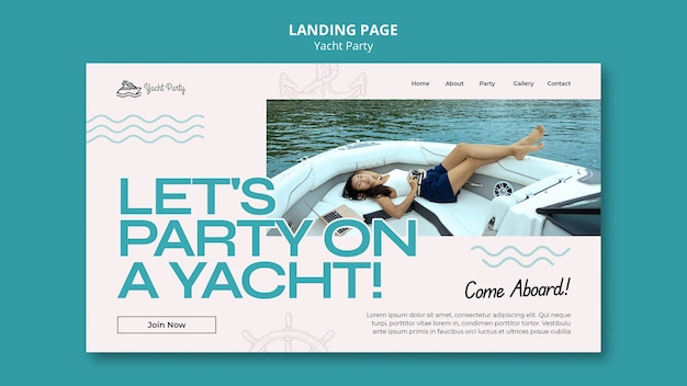 Free PSD landing page template for luxurious yacht party celebration