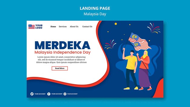 Landing page template for malaysia day anniversary celebration