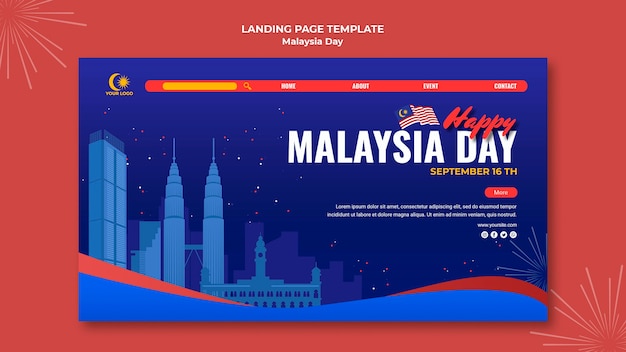 Free PSD landing page template for malaysia day celebration