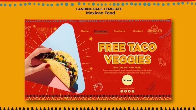 Free PSD landing page template for mexican food restaurant