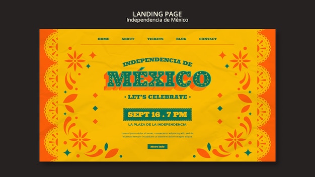 Free PSD landing page template for mexican independence day