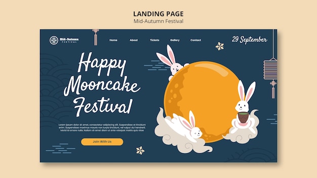 Free PSD landing page template for mid-autumn festival celebration