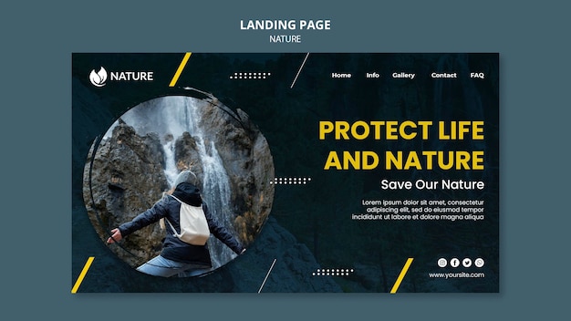 Landing page template for nature protection and preservation