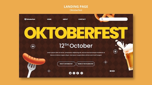 Landing page template for oktoberfest beer festival celebration