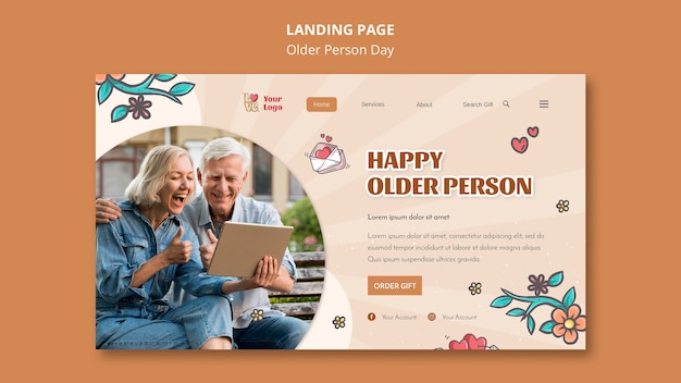 Landing page template for older people assistance and care