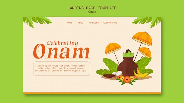 Free PSD landing page template for onam celebration