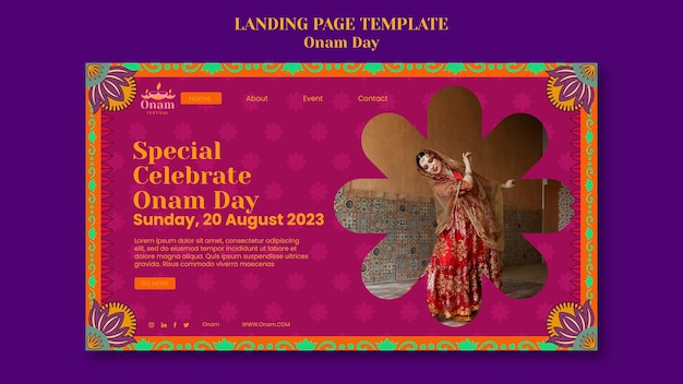 Free PSD landing page template for onam festival celebration