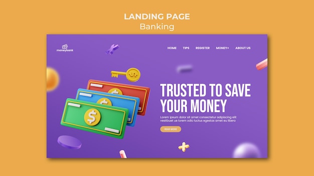 Free PSD landing page template for online banking and finance