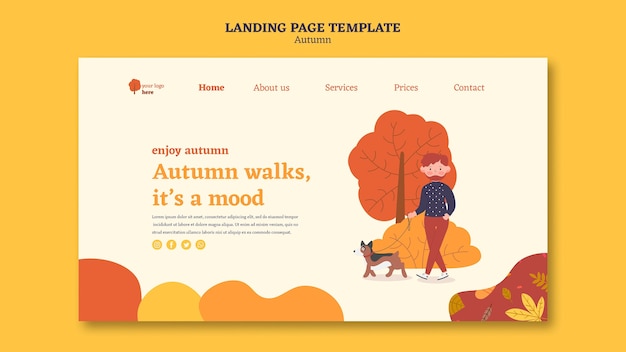 Landing page template for outdoors autumn activities