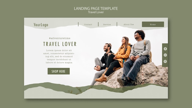 Free PSD landing page template for outdoors traveling