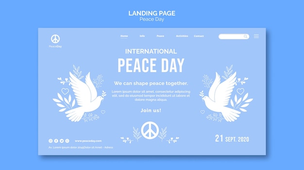 Free PSD landing page template for peace day