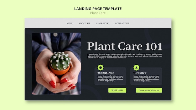 Landing page template for plant care