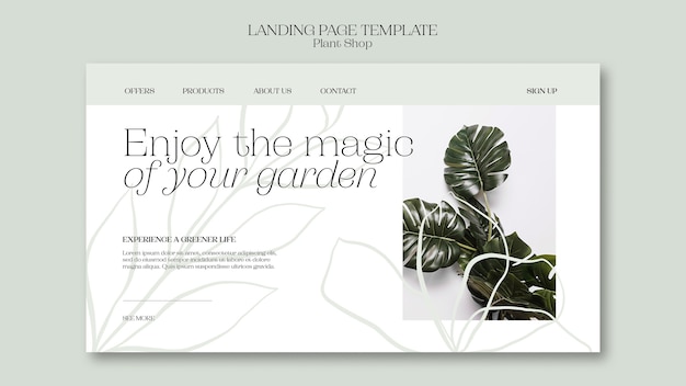 Free PSD landing page template for plant store business