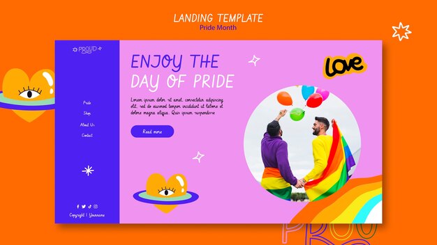 Landing page template for pride month celebration