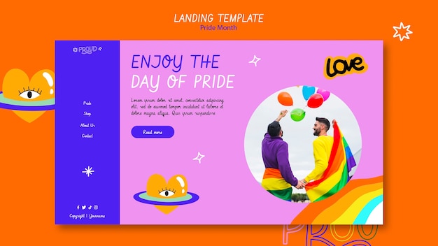 Landing page template for pride month celebration