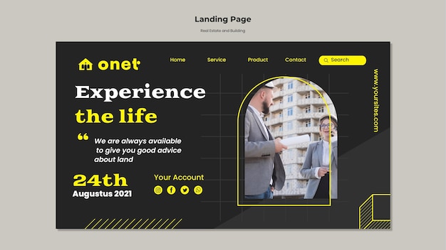 Landing page template for real estate and building