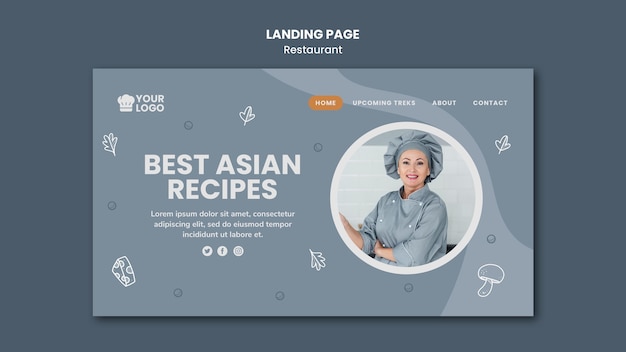 Free PSD landing page template restaurant ad