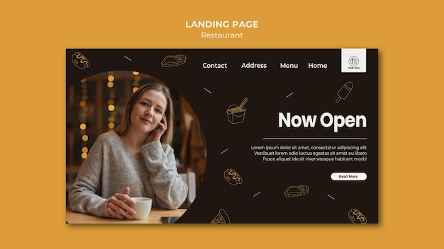 Free PSD landing page template restaurant