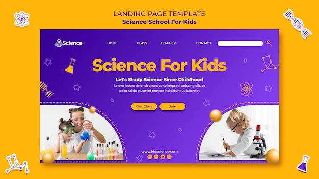 Landing page template for science school for children