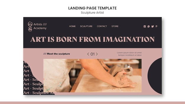 Landing page template for sculpture workshop