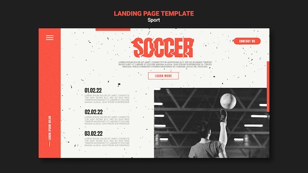 Free PSD landing page template for soccer with female player