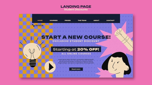 Free PSD landing page template for students online classes