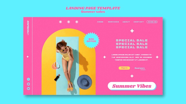 Free PSD landing page template for summer sale