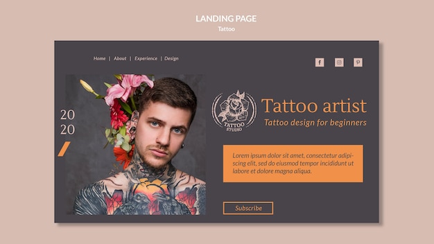 Free PSD landing page template for tattoo artist