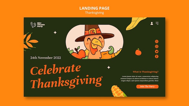 Free PSD landing page template for thanksgiving celebration