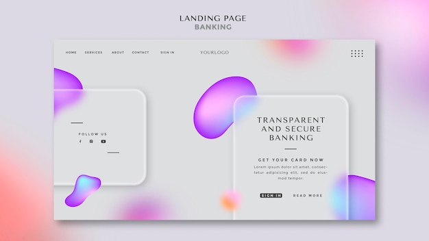 Free PSD landing page template for transparent and safe banking