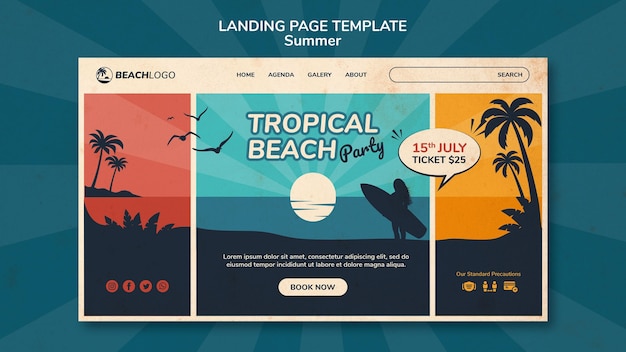 Landing page template for tropical beach party