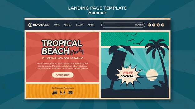 Landing page template for tropical beach party