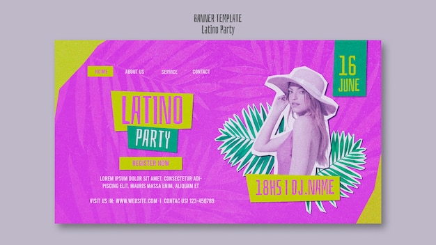 Free PSD landing page template for tropical latino themed party