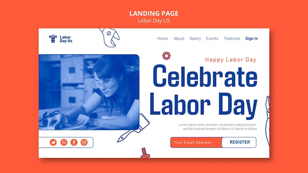 Free PSD landing page template for us labor day celebration