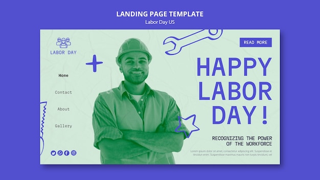 Free PSD landing page template for us labor day celebration