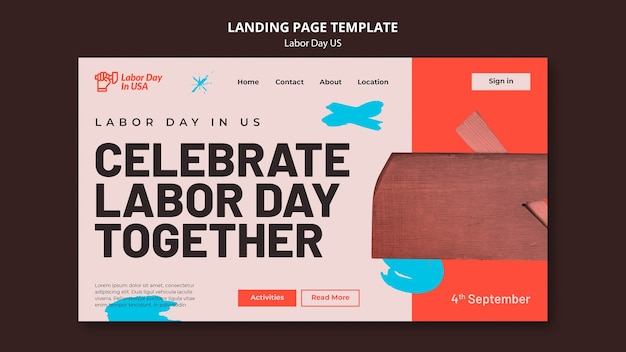 Free PSD landing page template for us labor day celebration