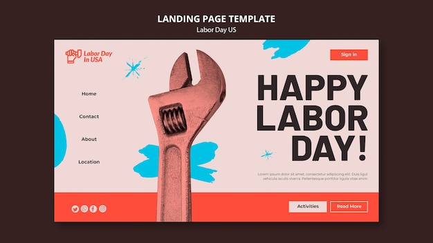 Free PSD landing page template for us labor day celebration