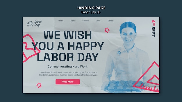 Free PSD landing page template for us labor day celebration