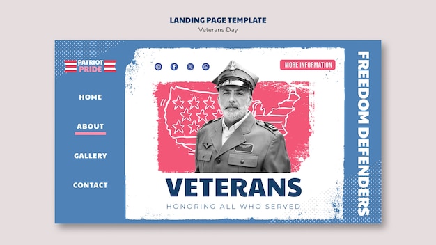 Free PSD landing page template for usa veteran's day celebration