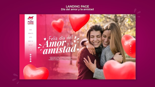 Landing page template for valentines day celebration