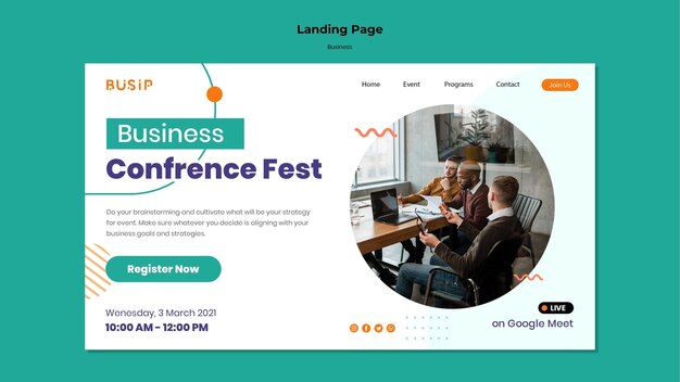 Landing page template for webinar and business startup