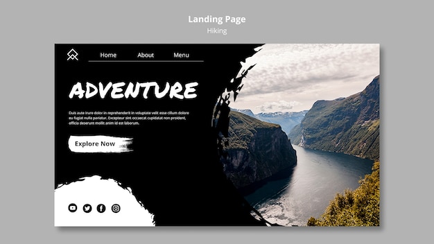 Landing page template with hiking concept