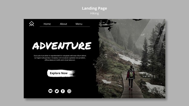 Landing page template with hiking theme