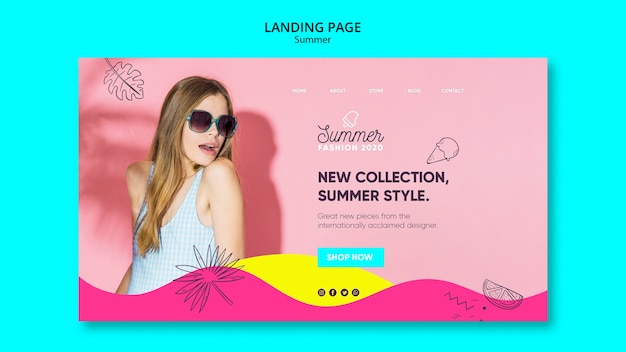 Landing page template with summer sale concept