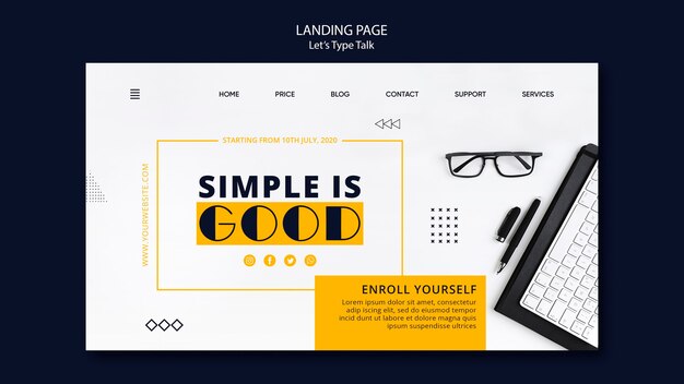 Landing page template for work productivity